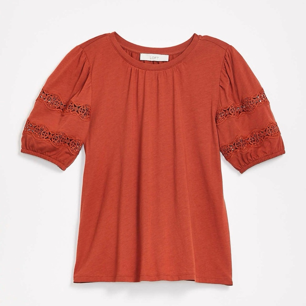 NWT Loft Lace Puff Sleeve Top